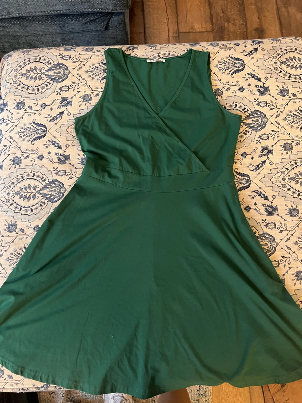 GUBERRY dark green sleeveless crossover A-line skater dress sz Large